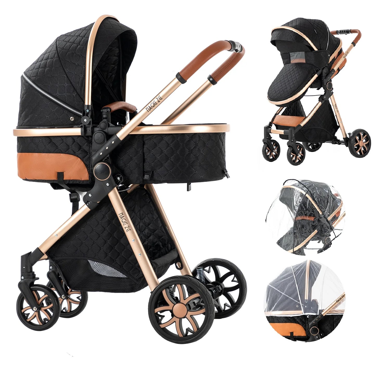 2 in 1 Luxury Foldable Baby Stroller