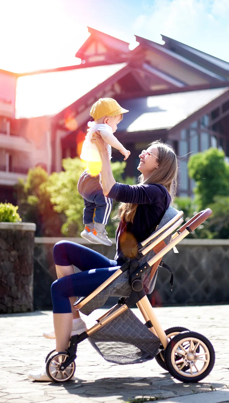2 in 1 Luxury Foldable Baby Stroller