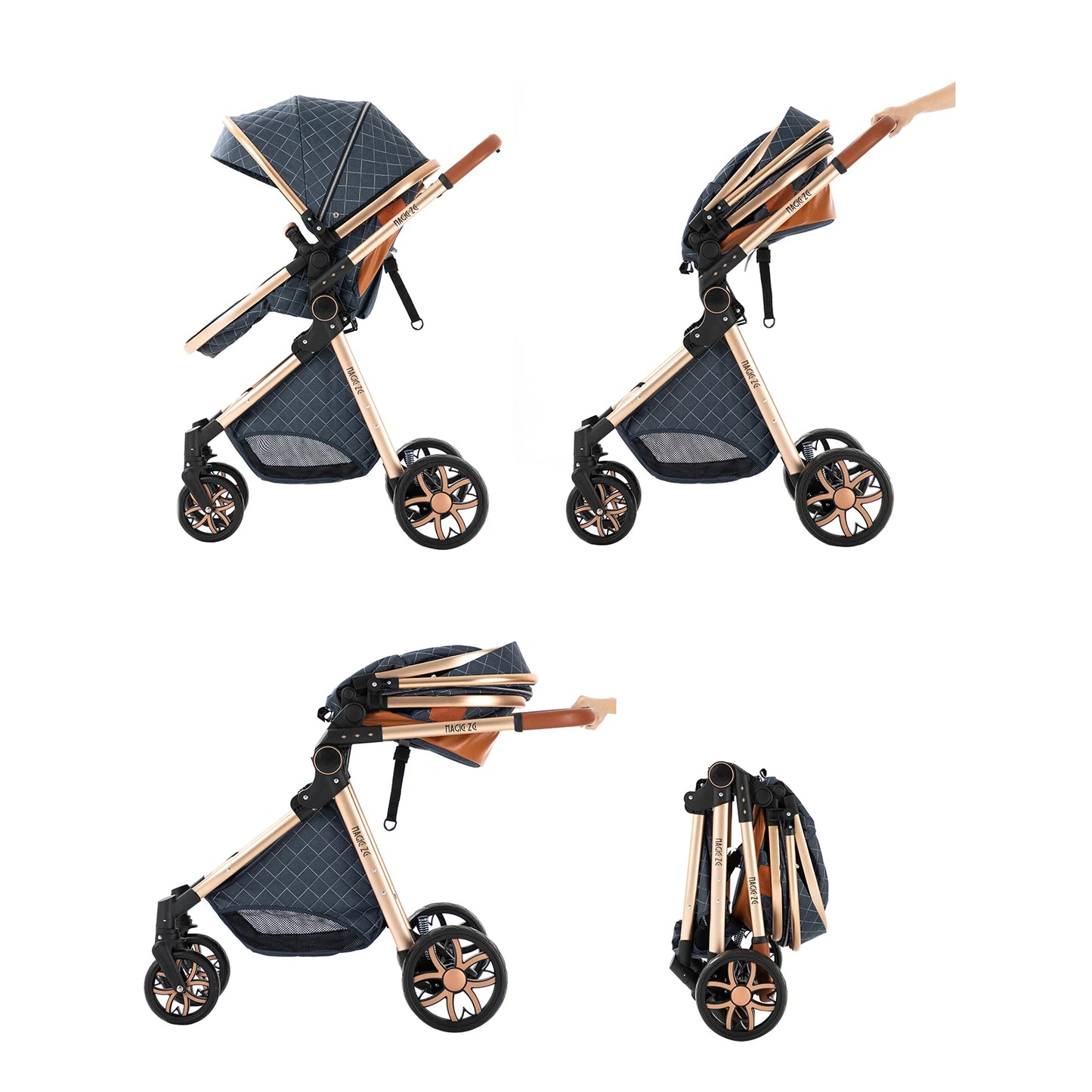 2 in 1 Luxury Foldable Baby Stroller
