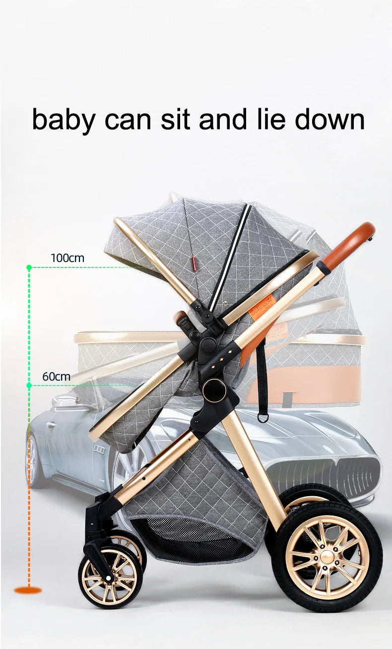 2 in 1 Luxury Foldable Baby Stroller