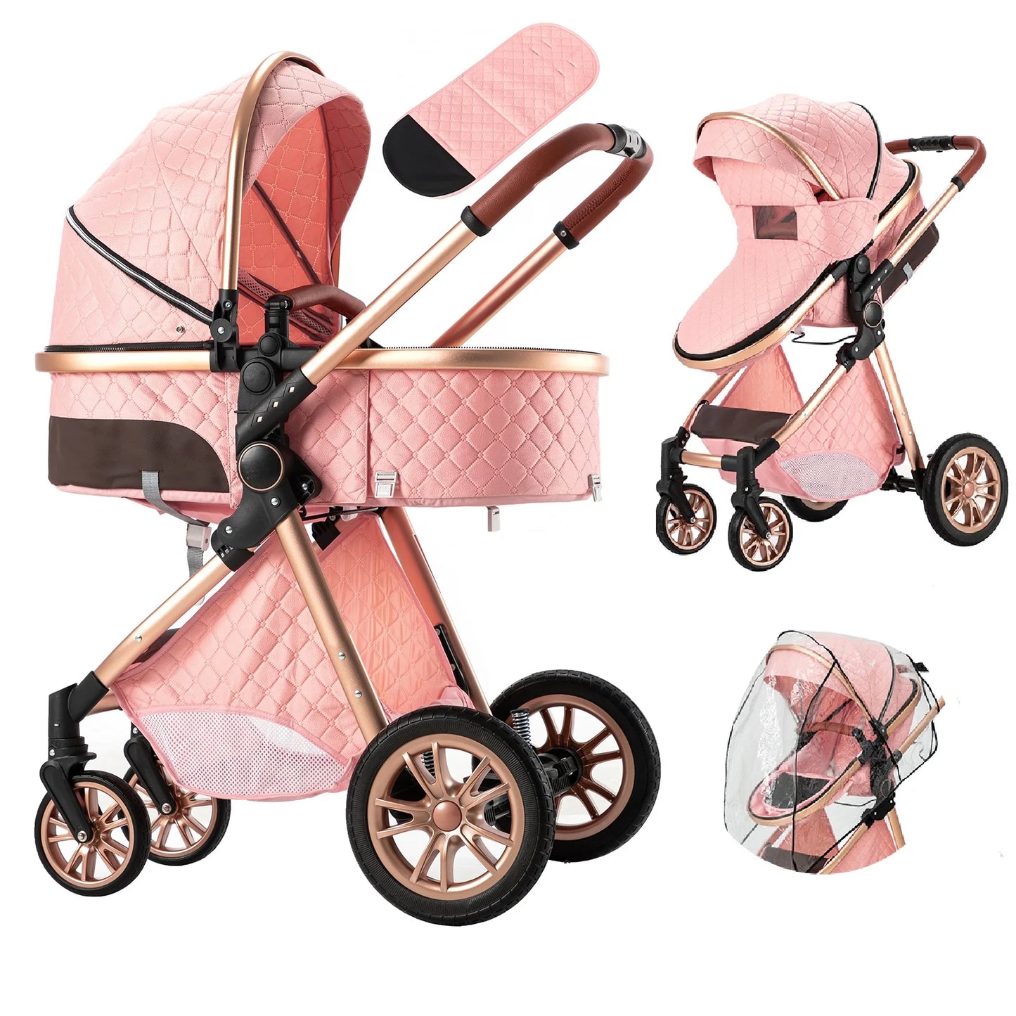 2 in 1 Luxury Foldable Baby Stroller