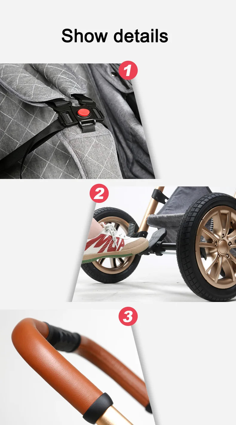 2 in 1 Luxury Foldable Baby Stroller