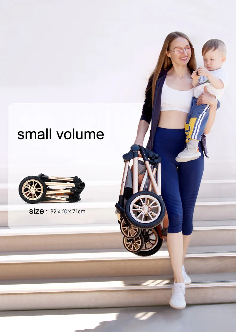 2 in 1 Luxury Foldable Baby Stroller