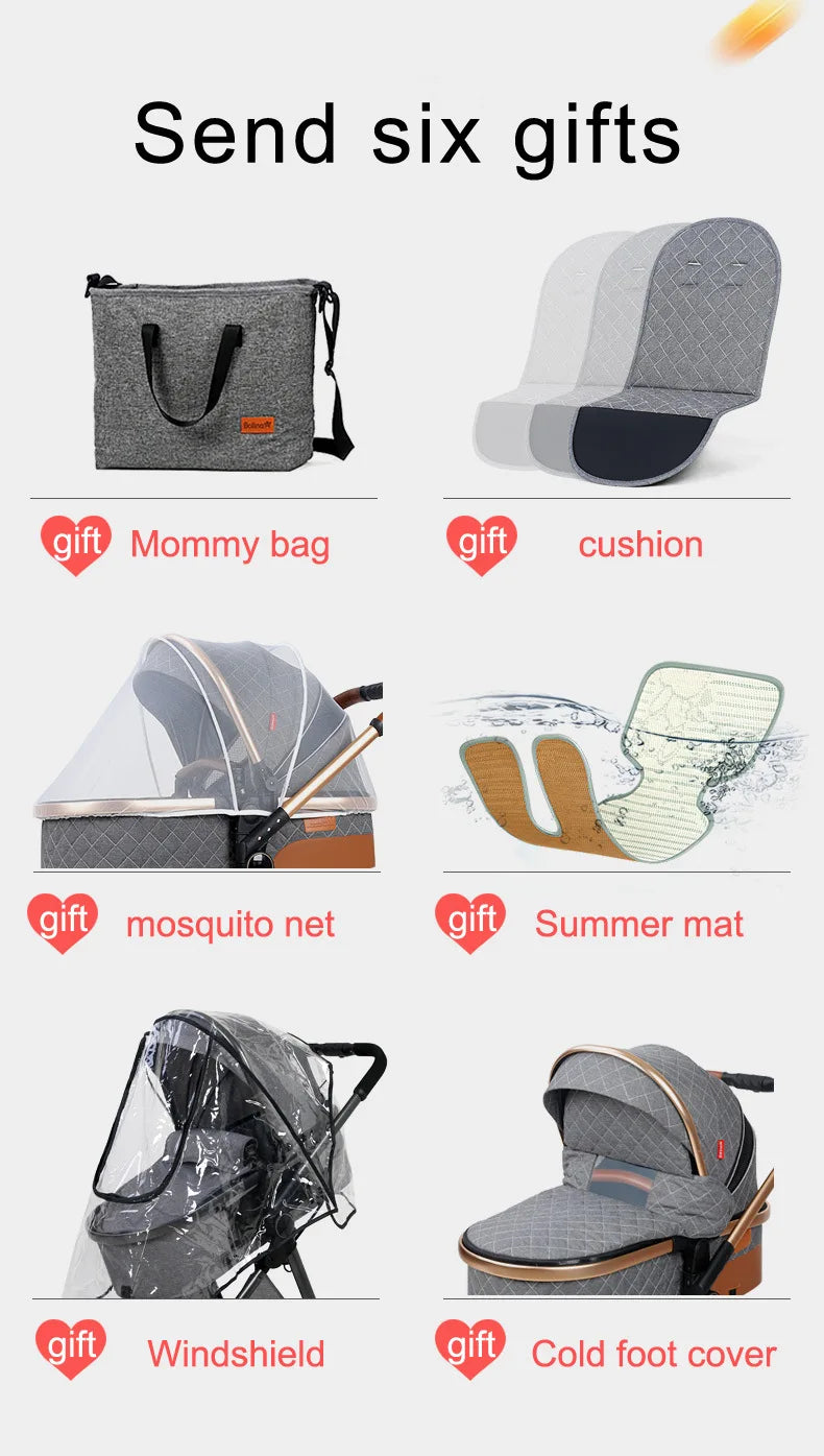 2 in 1 Luxury Foldable Baby Stroller