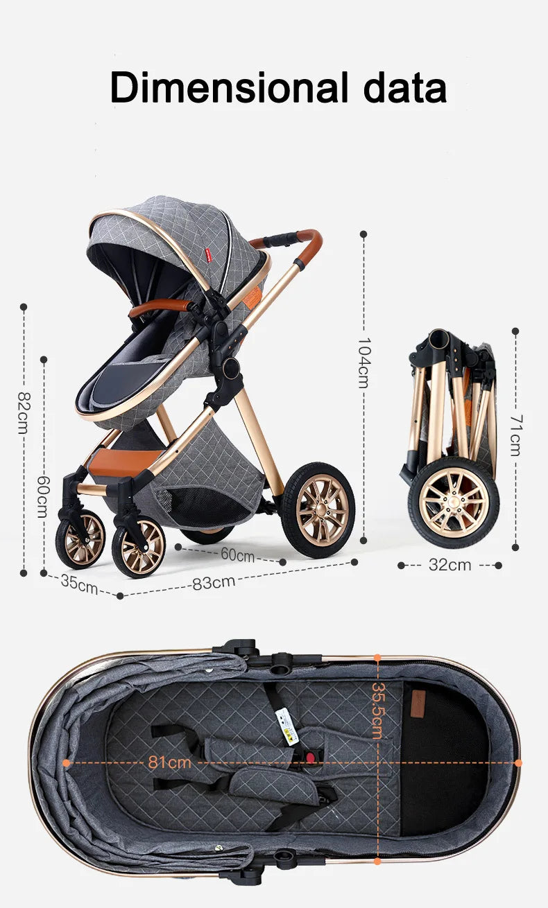 2 in 1 Luxury Foldable Baby Stroller