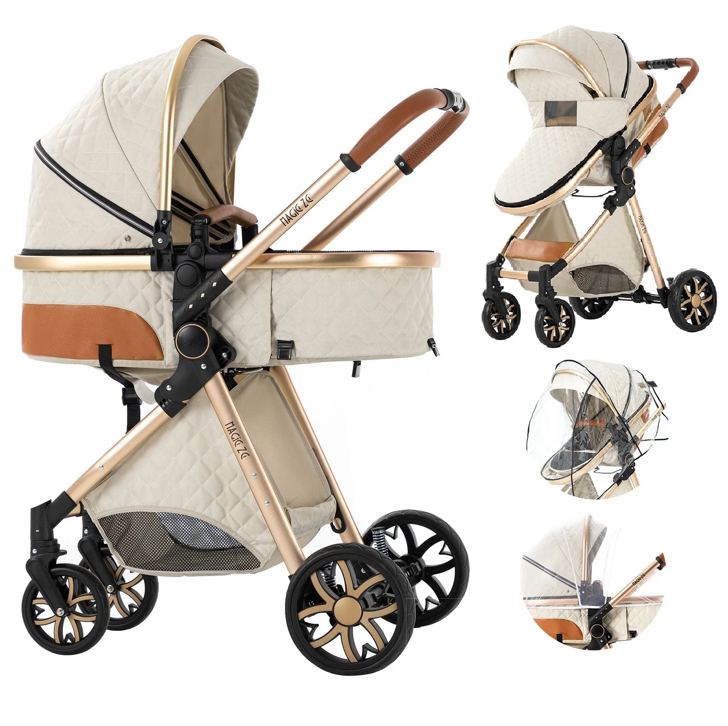 2 in 1 Luxury Foldable Baby Stroller