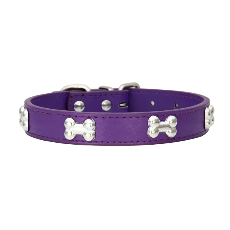 Bone Leather Durable Pet Collars