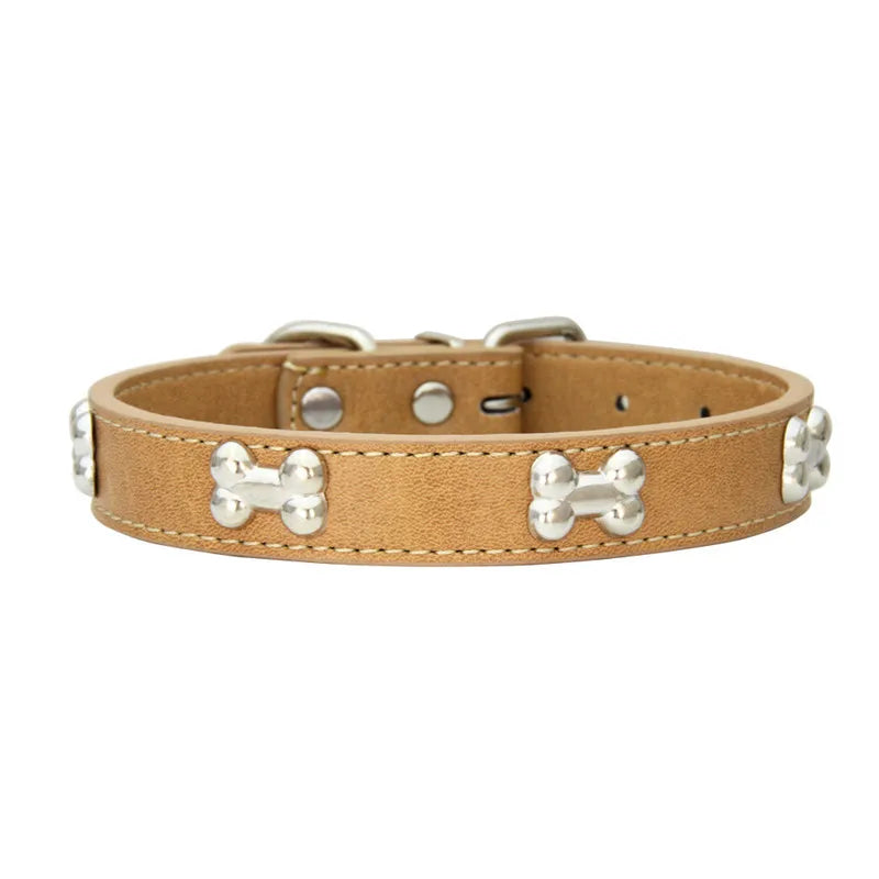 Bone Leather Durable Pet Collars