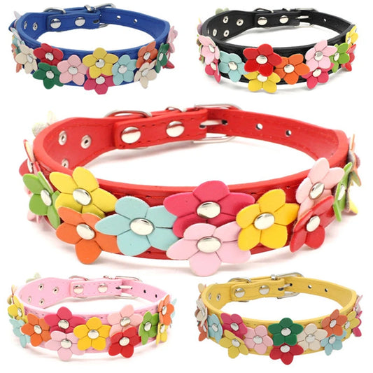 Cute Studded Flower Dog Collar