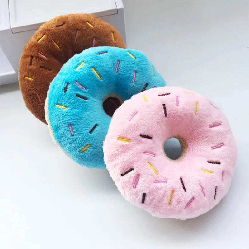 Plush Dog Donut Chew Toy