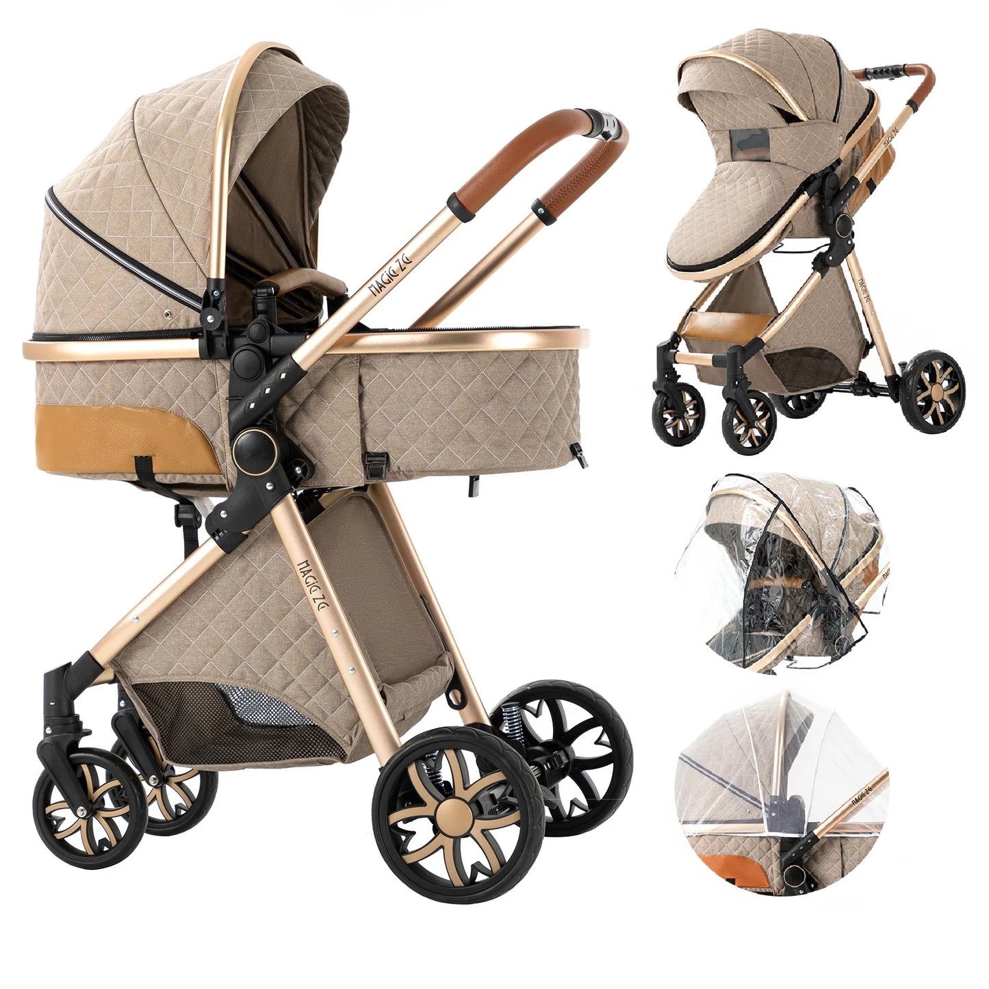 2 in 1 Luxury Foldable Baby Stroller