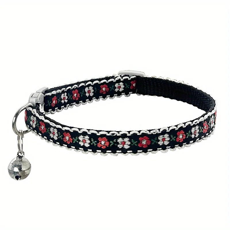 Floral Embroidered Cat Collar