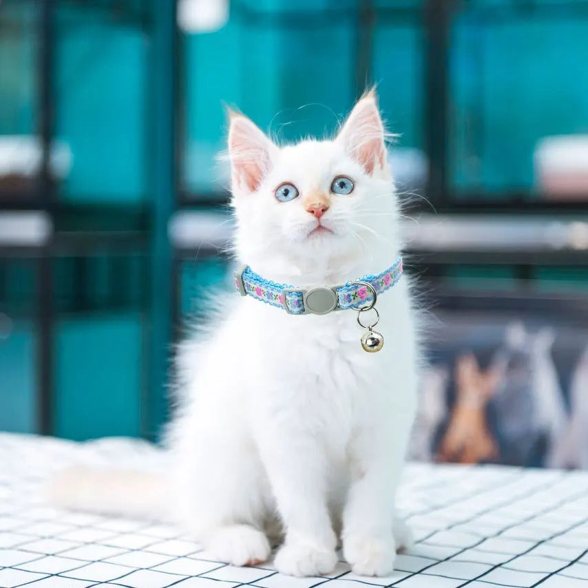 Floral Embroidered Cat Collar